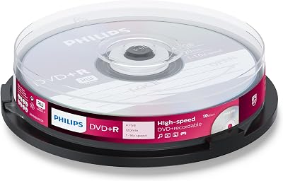 Philips DVD+R 4.7GB 16x Blank Data Video 120 Min 10 Pack SPINDLE