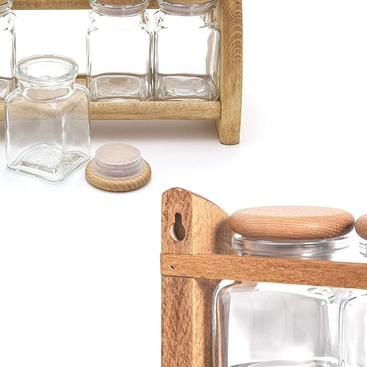 Holzfee Gewurzbord Mit 5 Glas Gewurzdosen Leer Gewurzregal