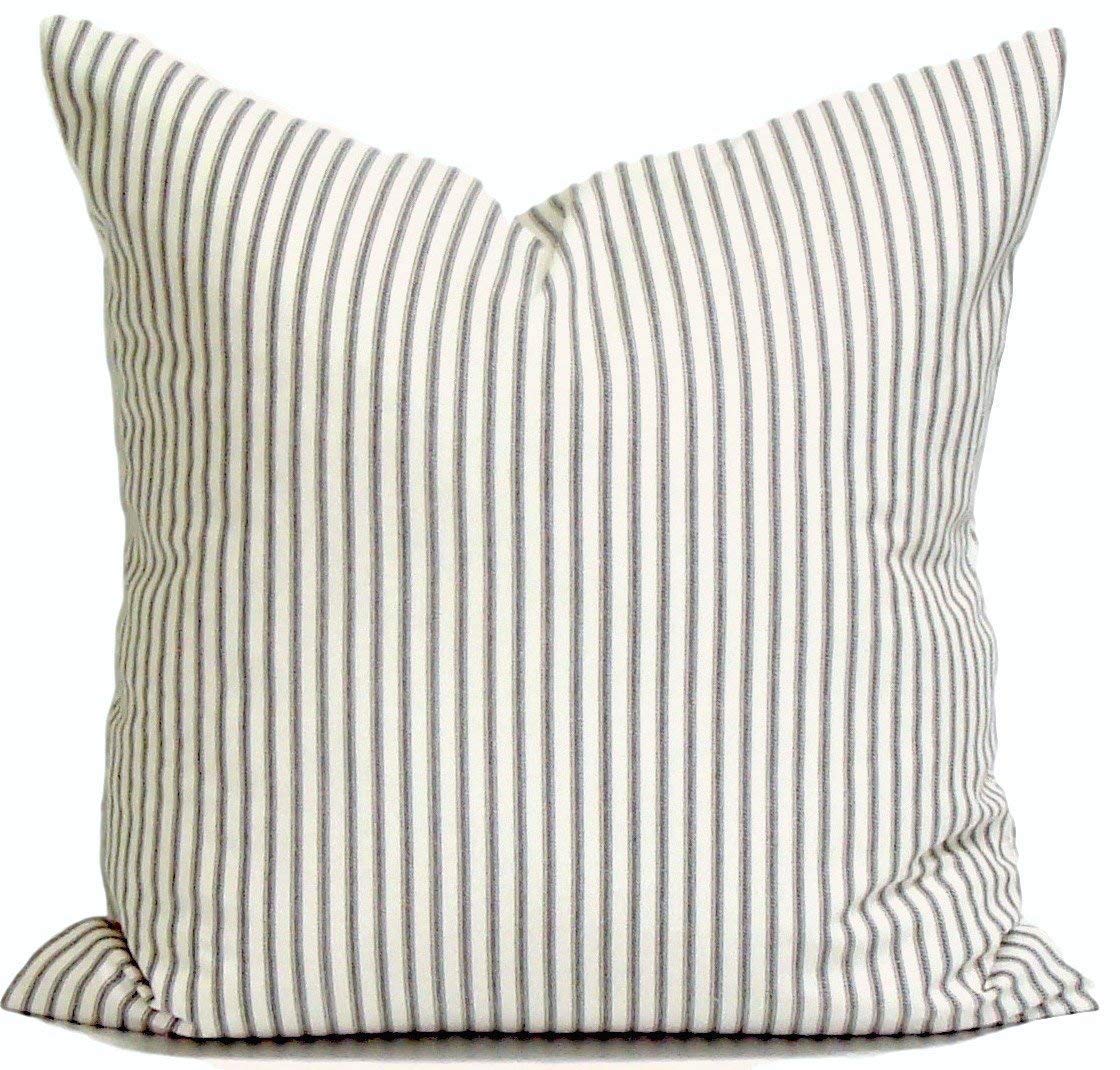 Amazon Com Charcoal Gray Throw Pillow Cover Ticking Pillow Cover