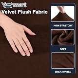 Yeahmart Thick Velvet Sofa Cover 4 Seater Premium Stretch XL Brown view 3