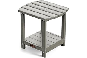 Ciokea Adirondack Outdoor Side Table, 2-Tier Sturdy Patio End Table Weather Resistant, Morden Side Table for Patio, Pool, Porch, Grey