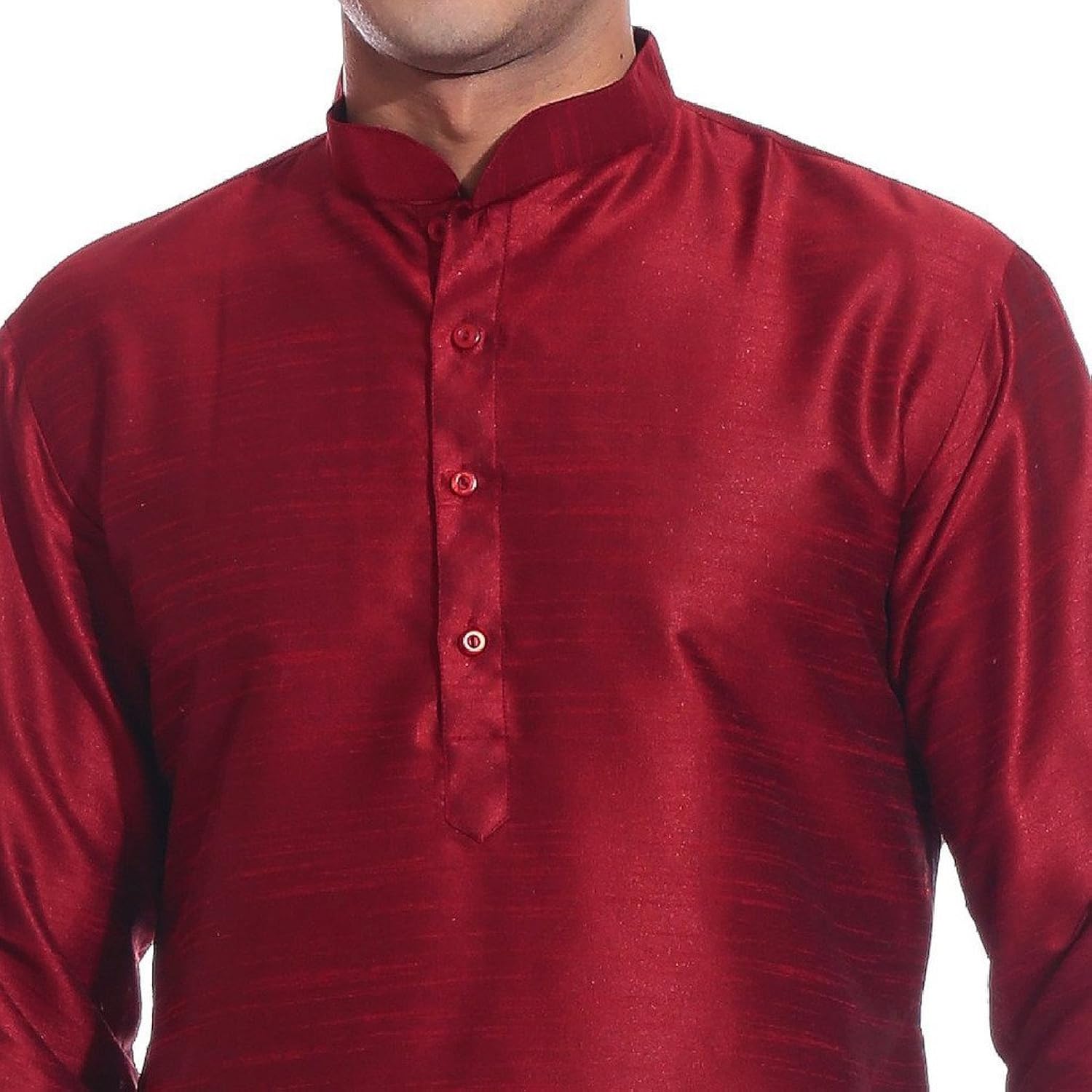 modern garments men's maroon & white dupioni silk dhoti kurta