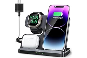 JARGOU Wireless Charger for iPhone iPhone 16 15 14 13 12 11 X 8 & for Apple Watch Charger Wireless Charging Station for Multi