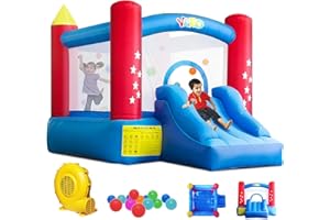 Yard Bounce House for Kids 3-8, Inflatable Bounce House with Slide, Bouncy House with Blower & Play Balls for Indoor Outdoor, 9.5x6.5x6.5FT Bouncy Castle for Toddlers Party