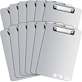 Henoyso 12 Pack 6×9 Inch Mini Aluminum Clipboards Bulk A5 Small Metal Clip Boards Memo Size with Durable Low Profile Clip & Hanging Hole for Classroom, Field Work, Construction, Inspection & Office