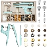 YUSBUTON Snap Button Kit - Metal &amp; Plastic Buttons with Fastener Pliers Tool Kit for Leather &amp; Fabric - 140PCS Snap Buttons for Clothes, (5 Color) 2024 (140 Sets)