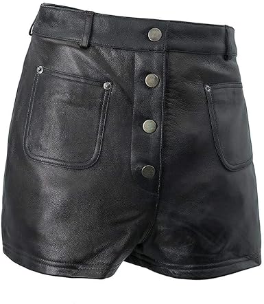 black leather shorts amazon