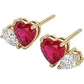 MEVECCO Gold Heart Earrings Studs for Women 18K Gold Plated Crystal Cubic Zirconia Earrings Handmade Ear Jewelry Gifts for Her
