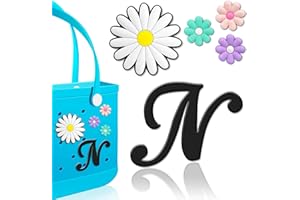 Hikkcos 5 Pcs Letter Charms for Bogg Bag Accessories Bogg Bag Insert Clips Charm Decorative Alphabet Charm for Handbag Beach Tote Bag Simple Modern Beach Bag Rubber Tote Bag