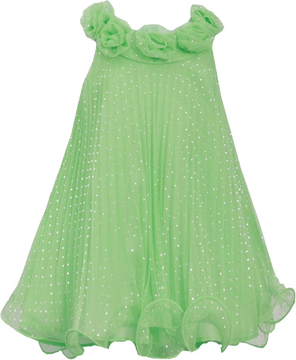 Little Girls 2T6X LimeGreen Glitter Dot Crystal Pleat
