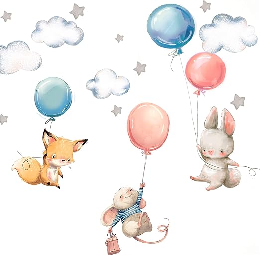 Little Deco Wandtattoo Babyzimmer Hase Fuchs Und Maus I Wandbild S 73 X 40 Cm Bxh I Luftballons Sterne Kinderbilder Junge Kinderzimmer Madchen Aufkleber Dl312 Amazon De Kuche Haushalt