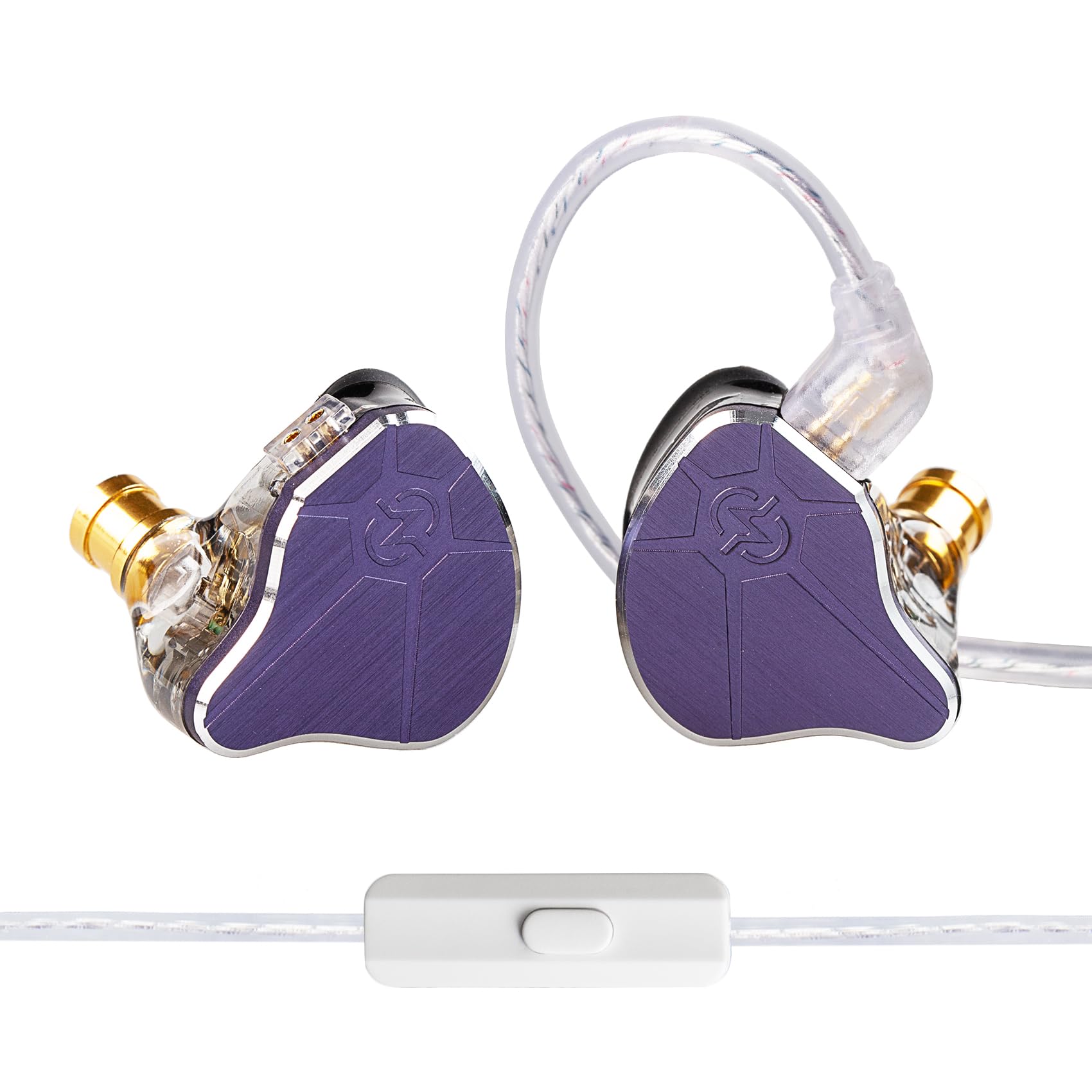 keephifi CCZ BC04 HiFi 1BA 1DD IEM Wired Earbuds In Ear Monitor, Lightweight Wired Gaming Earphones, 2PIN-Z Detachable Cable Headphones for Singers, Musicians(Purple, with micro)