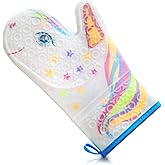 Gears Out Glitter Magic Unicorn Silicone Oven Mitt - Funny Oven Mitts - Heat Resistant Kitchen Glove, Soft Silicone, Quilted Fabric Lining