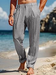 Runcati Mens Casual Pants Elastic Waist Lightweight