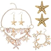 Summer Mermaid Costume Accessories for Women Including Starfish Seashell, Necklace, Bracelet, Hair Clip and Earrings for Summer Beach Accessories Halloween Dress Up Party Supplies