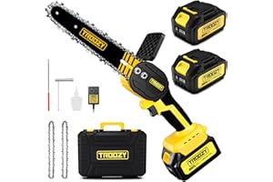 TROOZY Mini Chainsaw Cordless 6 Inch 3000mAh Battery Powered Electric Brushless Handheld Chain Saws, Up To 100minX2 21V, Saw Pruning Shears Chainsaw for Tree Branches,Courtyard,Household and Garden
