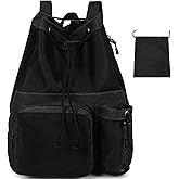Lohol Large Mesh Drawstring Backpack with Shoe Bag, Durable Swimming String Sack with Handle for Sports Gym Yoga Beach Travel