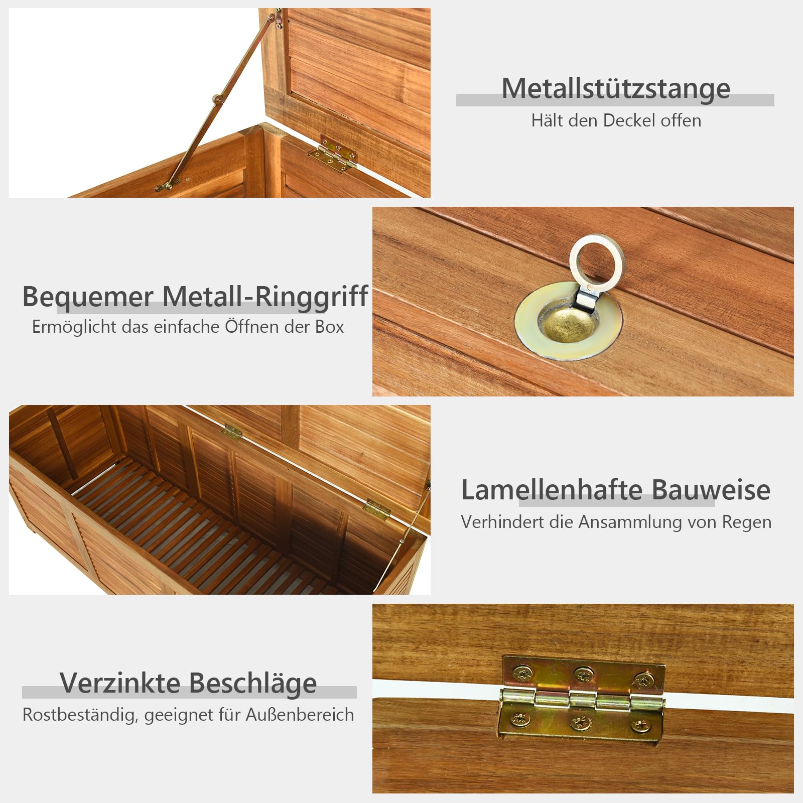 GIANTEX Gartenbox Holz Auflagenbox Gartentruhe Kissenbox Holzbox Garten 7