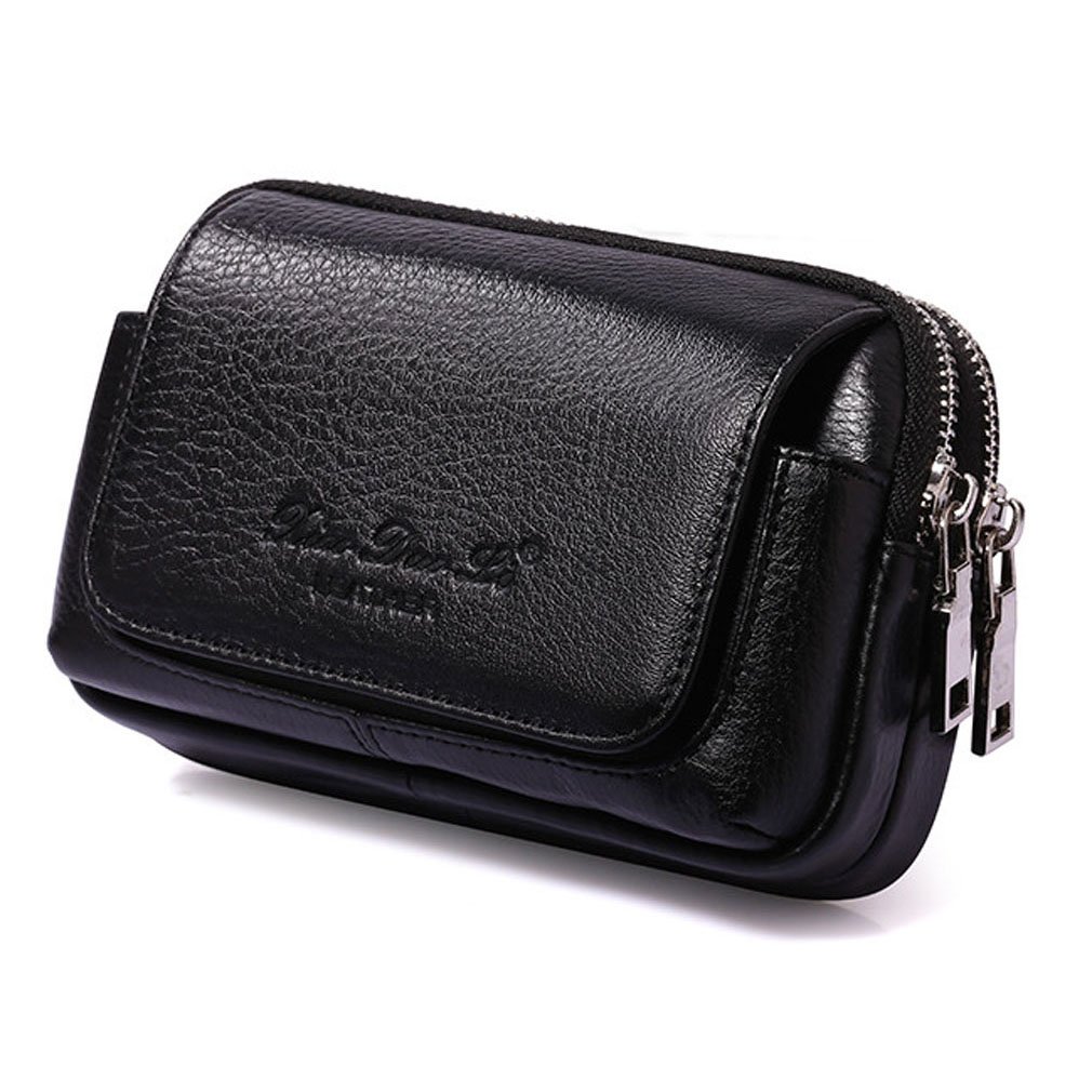 Xieben Leather Waist Pack Belt Holster for Men Women Clip Holder Outdoor Travel Camping Cover Pouch Purse Fanny Bag Cell Phone Case Phone Black
