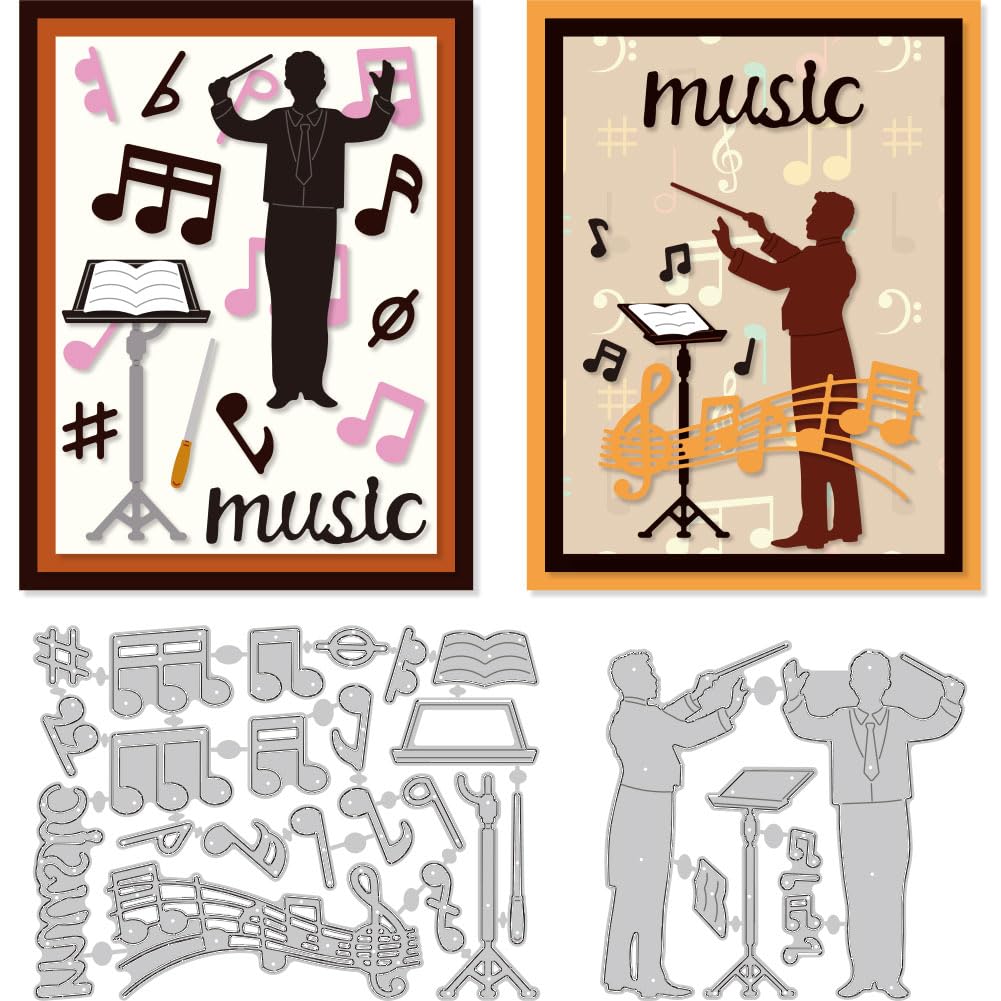 DELORIGIN Music Conductor Die Cuts, Carbon Steel Die Cuts Cutting Dies Musical Note Stencils Scrapbooking Embossing Sheet Music Template Dies for Card Making Party Greeting Embossing Invitation Photo