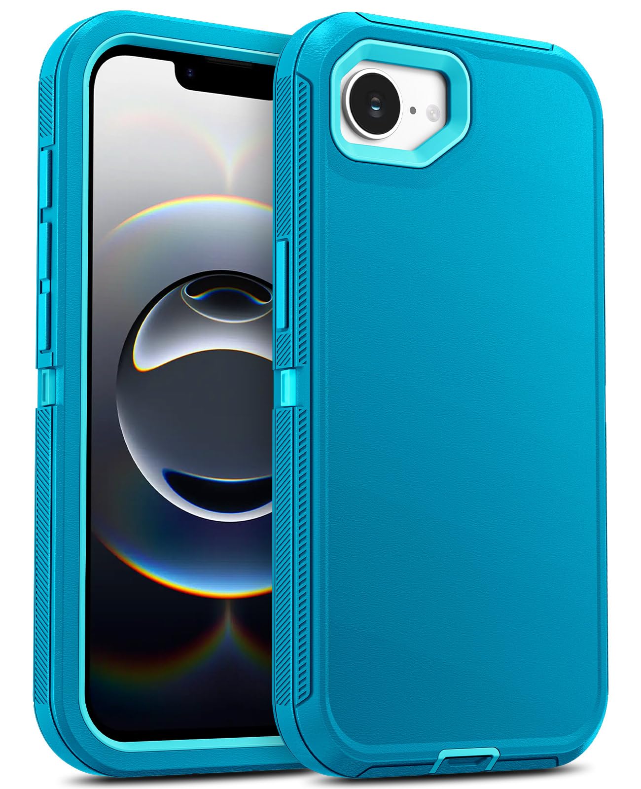 Jelanry Case for iPhone 16e 5G 2025, Heavy Duty & Rugged Dual-Layer with USB C Port Anti Dust/Scratch Shockproof Protection Phone Cases, Armor Back Cover for Apple iPhone 16e 6.1-inches, Mint/Blue