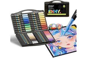 ENMY 36 Colors Direct Liquid Acrylic Paint Markers, Brush Tip, Ink Control, Water-Based paint pens, Arts & Crafts, Works on P