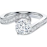 THELANDA Genuine Moissanite or Simulated Diamond 1CT Hold My Hand Twisted Swirled Wrapped Promise Engagement Bridal Ring For Her