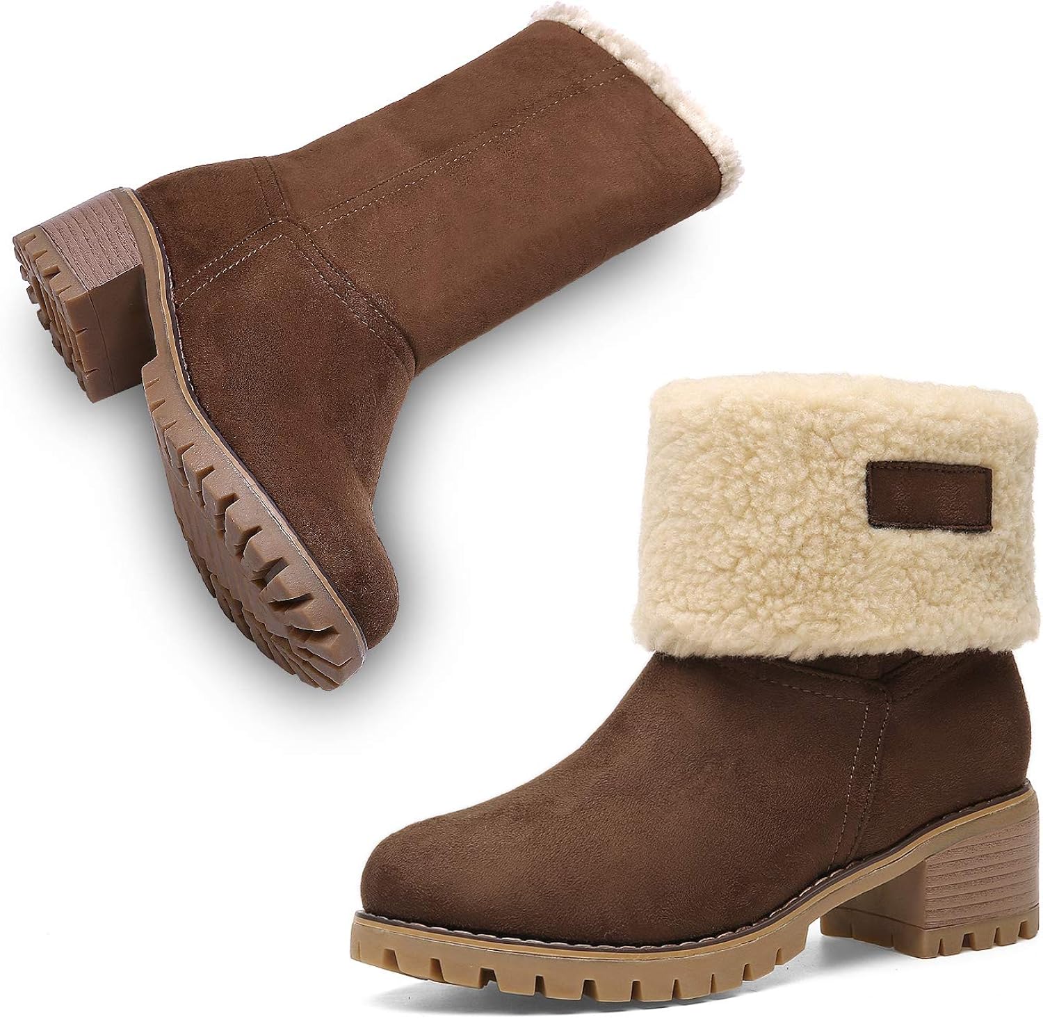 fashion waterproof middle height heel boots