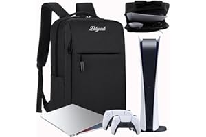 ZLDYPINK Gaming Travel Backpack for PS5/PS5 Slim, Protective Carrying Case Storage Bag Compatible with PlayStation 5 Console with USB Port for Game Disc, Controllers and More Gaming Accessories