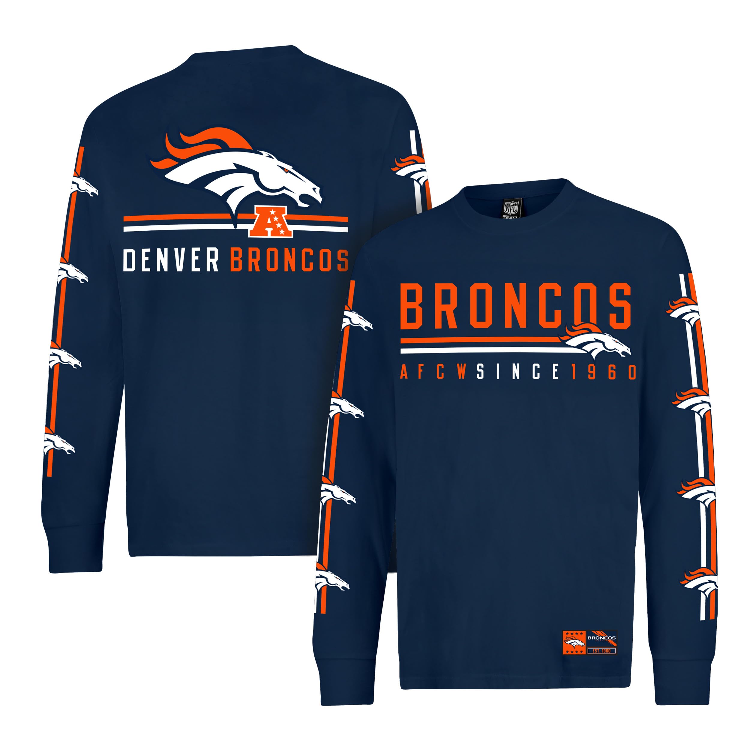 Ultra Game Youth NFL Official Super Soft Supreme Long Sleeve Logo T-Shirt, Denver Broncos, Team Color, 8 Image