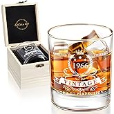 LIGHTEN LIFE 60th Birthday Gifts for Men 12 OZ,1966 Whiskey Glass in Valued Wooden Box,60th Birthday Bourbon Glass for Dad,Husband,Friend, Bday Gift Ideas