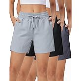 ZUTY 3 Pack 5" Womens Athletic Shorts Basic Running Shorts Lightweight Quick Dry Gym Workout Shorts with Pockets