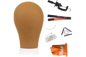 XTREND 21"-24'' Poly Canvas Block Head for Making Head Weft/Wig/Hair Extension Making Display Styling Mannequin Head with Stand Set Manikin Canvas Head Hair Accessories