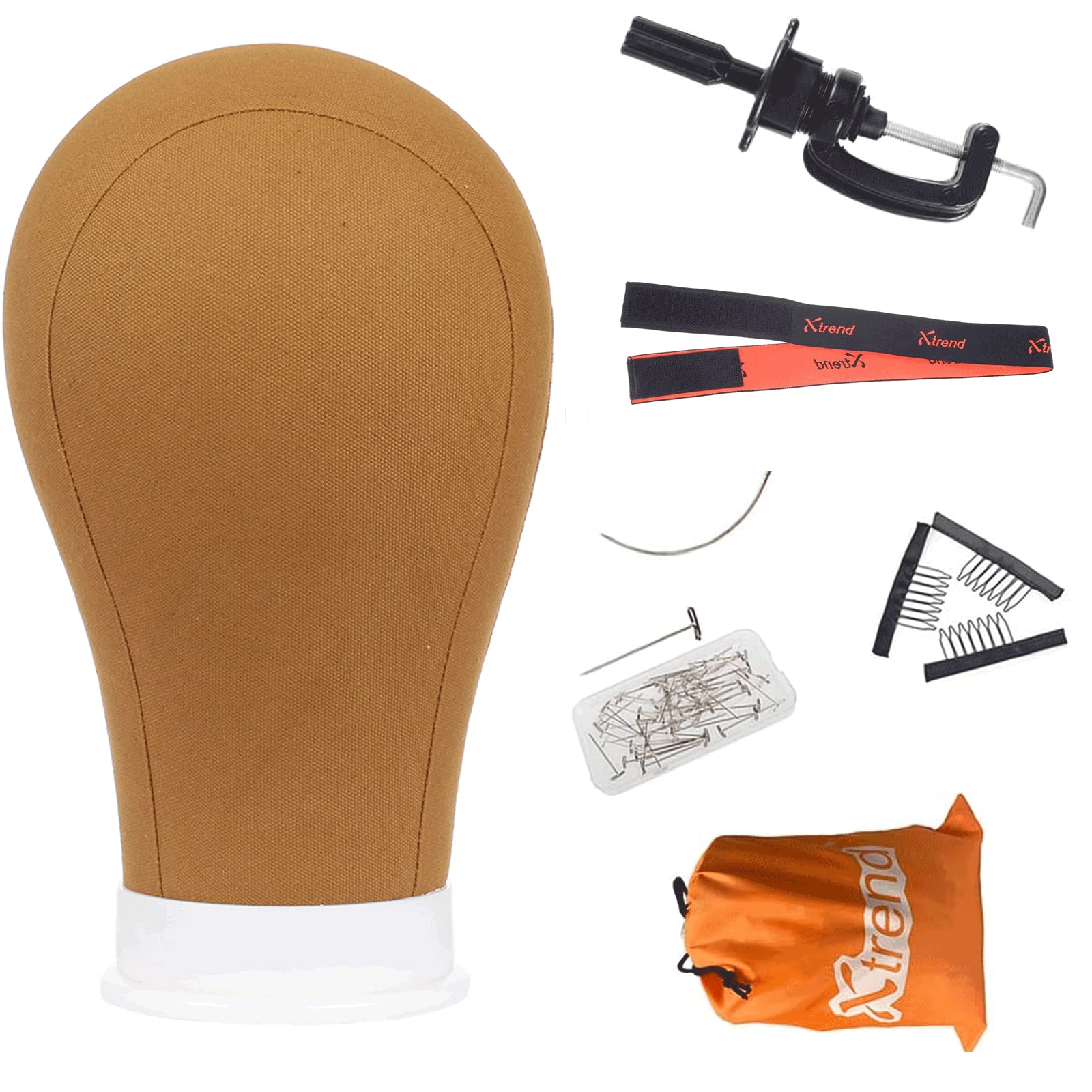 Photo 1 of XTREND 21-24'' Poly Canvas Block Head for Wig/Hair Extension Making Display Styling Mannequin Head Set