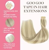 GOO GOO Tape In Hair Extensions 18inch 100g 40pcs Ash Blonde 17A/60A view 2