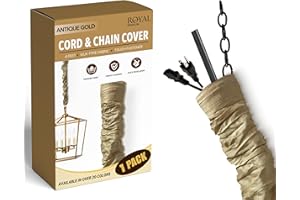 Royal Designs, Inc. CC-11-AGL Antique Gold Cord & Chain Cover- 4 feet- Silk-type Fabric Touch Fastener - Use for Chandelier Lighting Wires