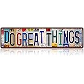 TREEPERI Vintage Do Great Things Street Sign Wall Decor Metal Tin Signs for Bar Home Bedroom Garage