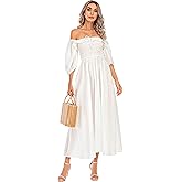 R.Vivimos Women Summer Half Sleeve Cotton Ruffled Vintage Elegant Backless A Line Flowy Long Dresses