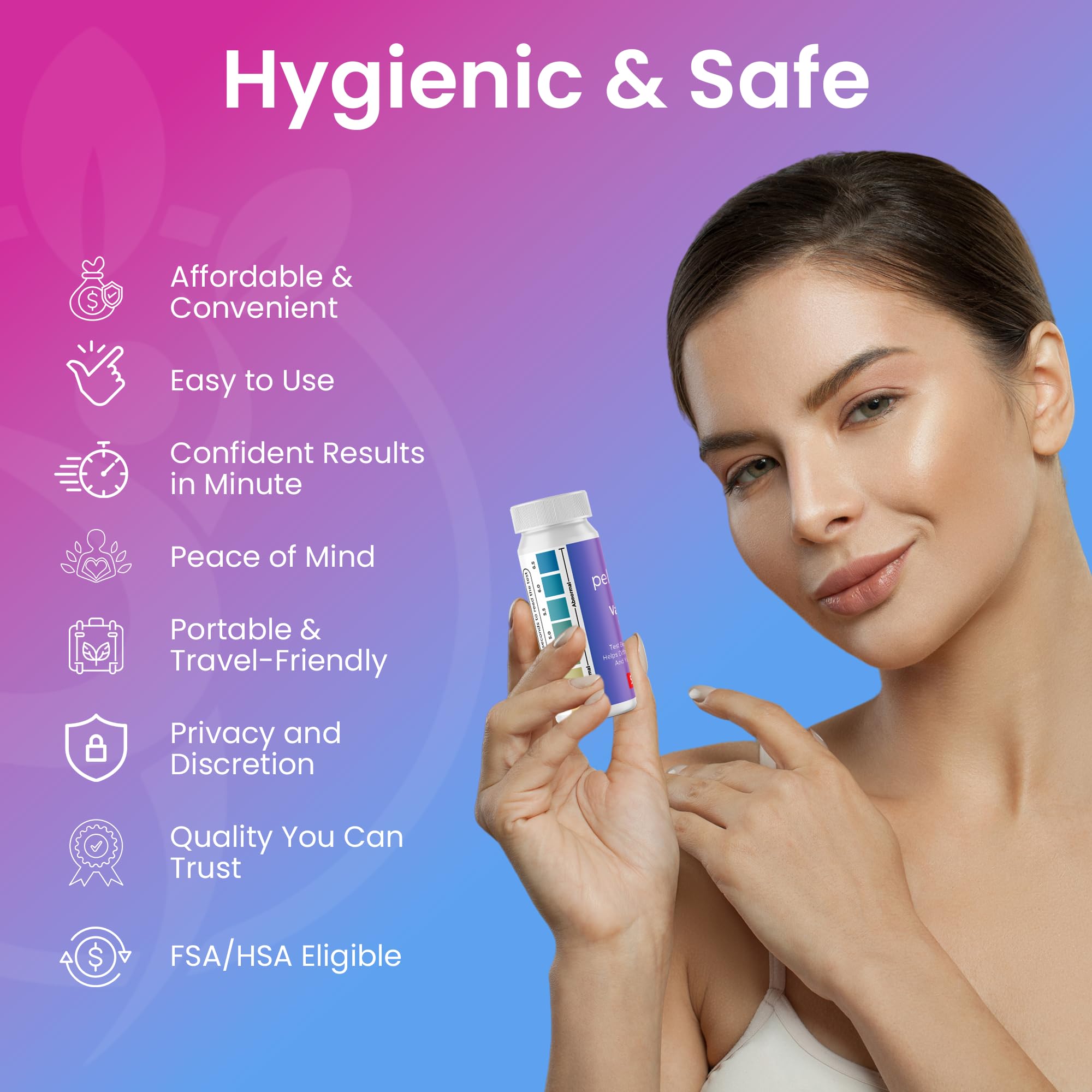 Pelvana Vaginal pH Test Strips for Women – 50 Strips, at-Home BV and Yeast Infection Test Kit, Vaginal pH Tester to Differentiate Between Conditions