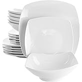 Elama White Porcelain Dish Dinnerware Set, 18 Piece, Newman