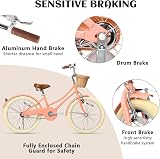 Glerc 20 Inch Kids Bike Peach with Basket Bell Stabilizers for Girls 7-13 view 3