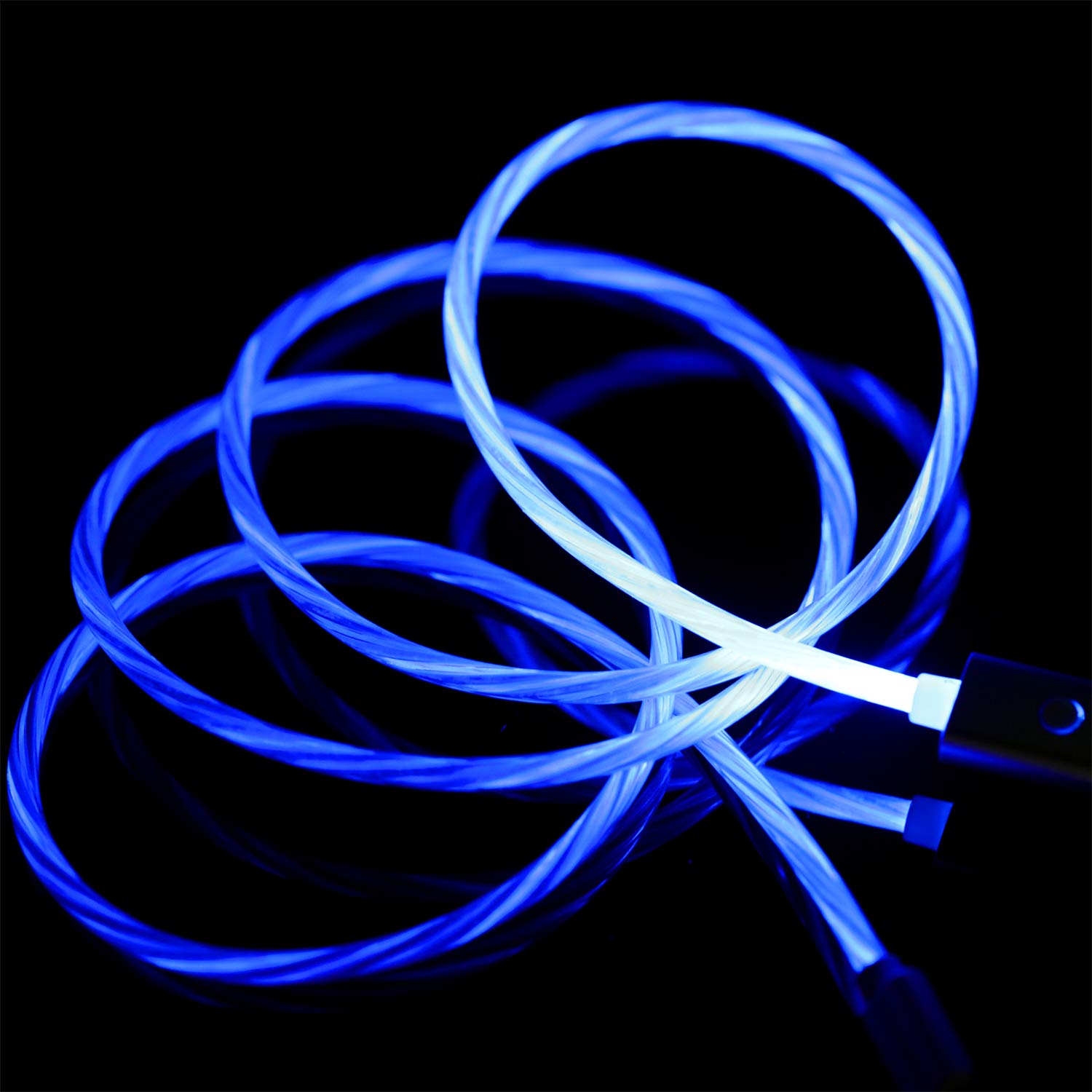 3 in 1 USB Cable,Momen Led Multi Charging Cable 6ft with 5 Light Modes Micro USB/Type C/Phone Charger Cable Compatible for Phone 6s/7/8/Xr,Galaxy S8/S9,LG Stylo 4/G5/G6/G7and More(Blue)