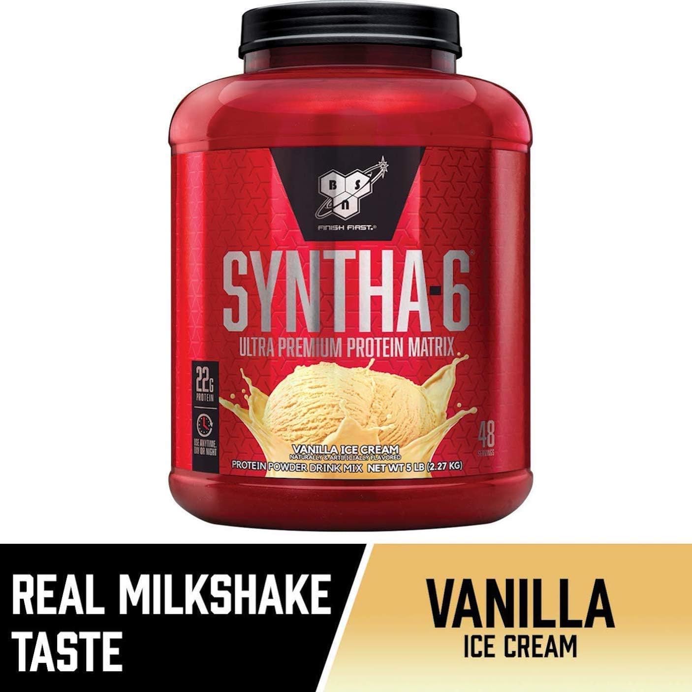 BSN SYNTHA-6 Whey Protein Powder, Micellar Casein, Milk Protein Isolate Powder, Vanilla Ice Cream, 48 Servings (Package May Vary): Health & Personal Care