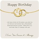 NORBU S925 You and Me Infinity Bracelet Gift for Women, Gold over Sterling Silver Link Charm Bracelet with Interlocking Circle, Jewelry Gift for Birthday Valentine Mothers Day Christmas with Gifts Box