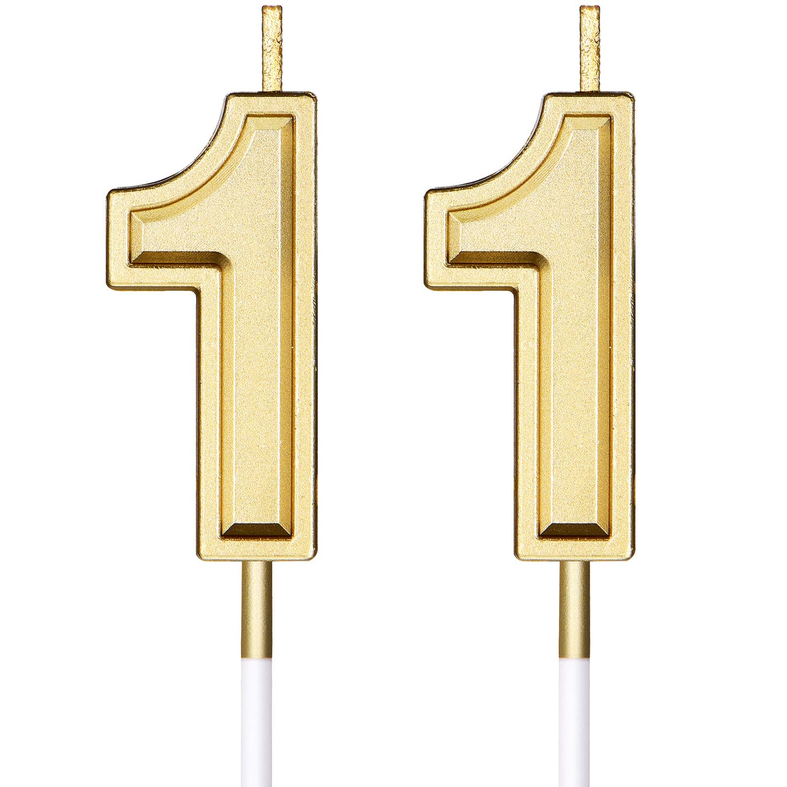 Photo 1 of 11th Birthday Candles Cake Number Candles Happy Birthday Cake Candles Topper Decoration for Birthday Wedding Anniversary Celebration Favor, 3.54 Inches Total Length(Gold)