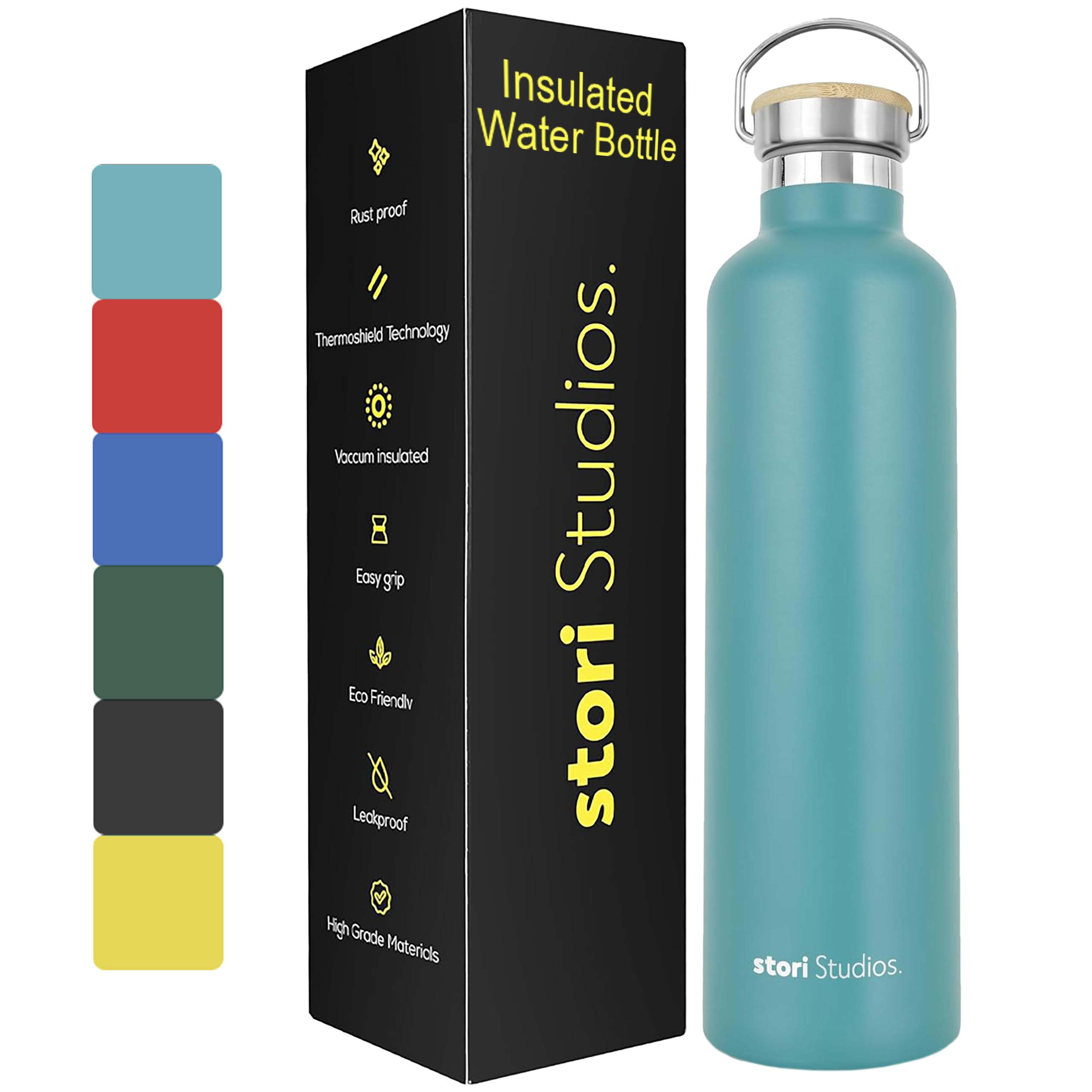Stori Studios Vacuum Insulated Metal Water Bottle 750ml(25oz), Stainless Steel Water Bottle, BPA Free Standard Mouth Flask, Double Wall Insulated Water Bottles For Travel, Work & Gym - Light Blue