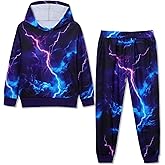 Latnnut Boy 2 Pcs Clothes Cool 3D Printing Long Sleeve Hoodie & Sweatpants Outfit for 5-12 Years