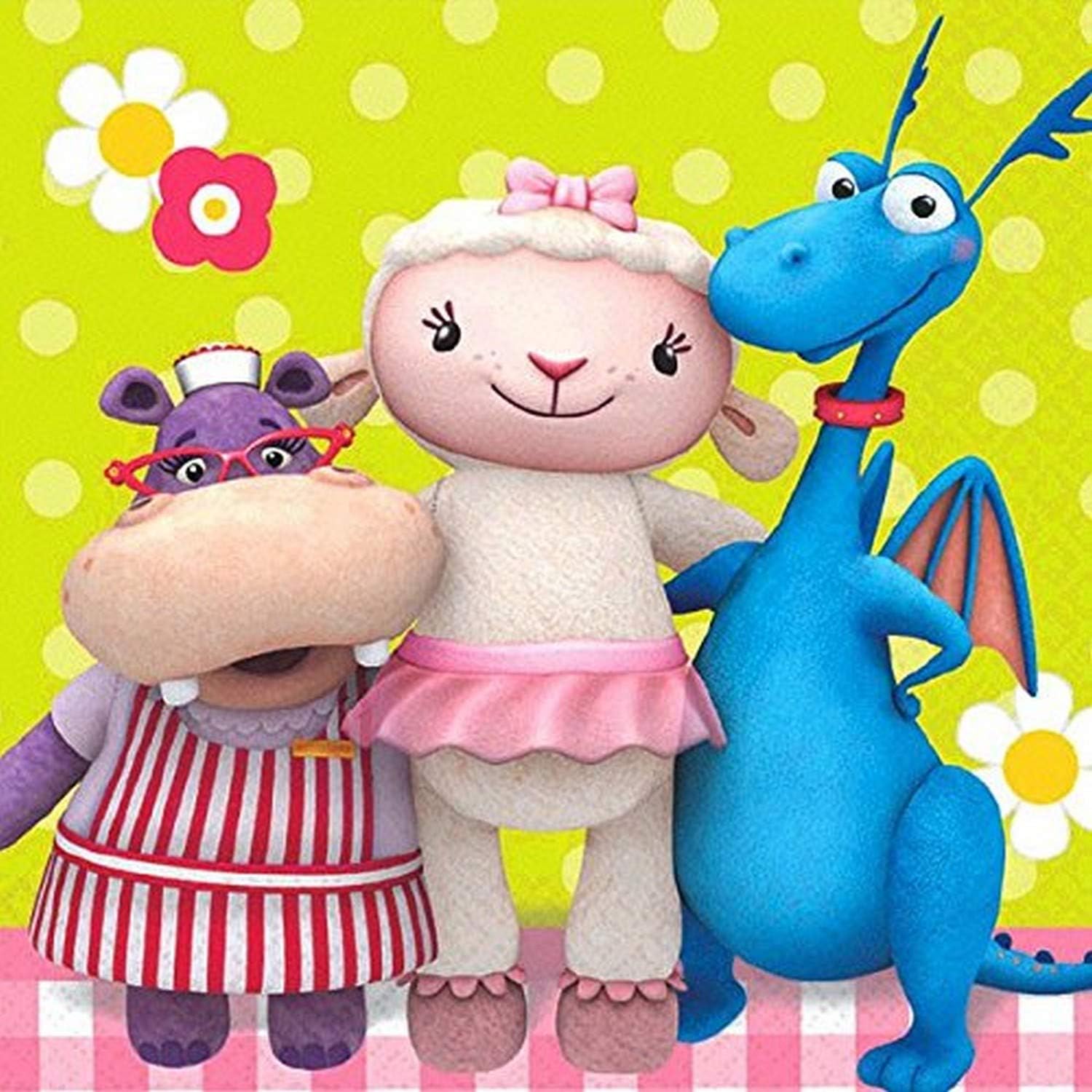 Doc McStuffins Beverage Napkins Birthday Party Tableware (16 Pack), Multi Color, 5" x 5".