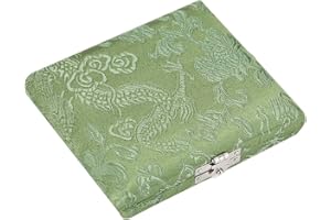 Wooden Oboe Reed Case Holder Box for 6pcs Oboe Reeds Silk Cloth Cover Reed Case Holder Storage(Green)