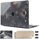 CISSOOK Compatible with 2021 2020 MacBook Air 13 inch Case M1 A2337 A2179 A1932 Model, Hard Shell Case &Keyboard Cover &Screen Protector Film for MacBook Air 13 with Touch ID 2018-2022, Moon Star